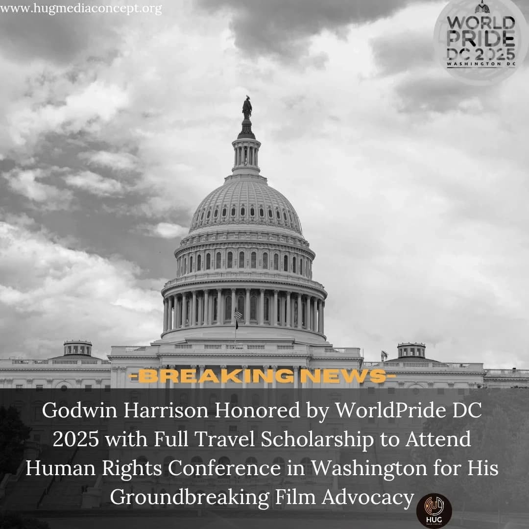 Godwin Harrison being honored with a scholarship to attend a human rights conference in Washington for film advocacy